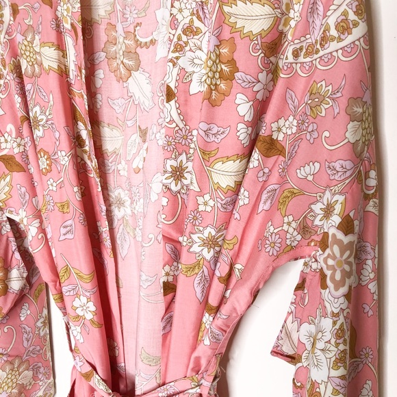 Swimwear cover up pink floral boho kimono - Picture 7 of 8